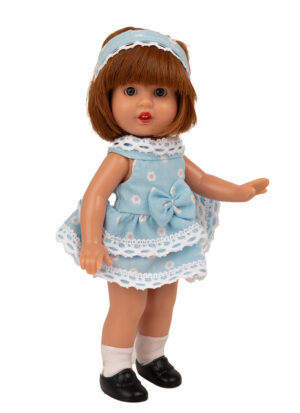 Mini Mariquita Pérez Vestido Celeste Flores Pelirroja